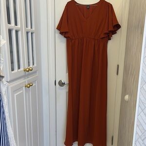 Elegant Rust Orange Maxi Dress